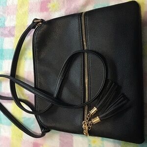 Black Leather Crossbody Bag